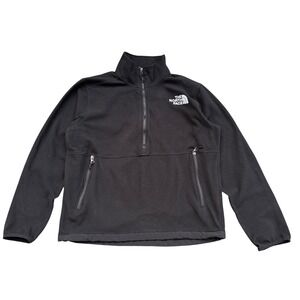 The North Face Mens Pullover Fleece Jacket Half Zip Black Large Pockets